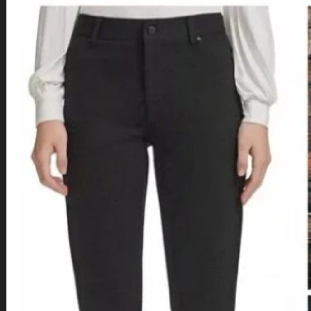 DKNY JEANS Black Pinstripe Straight Leg Ponte Trousers - Picture 5 of 12